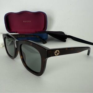 NEW Gucci 52mm Square Brown Tortoise Interlocking G Sunglasses